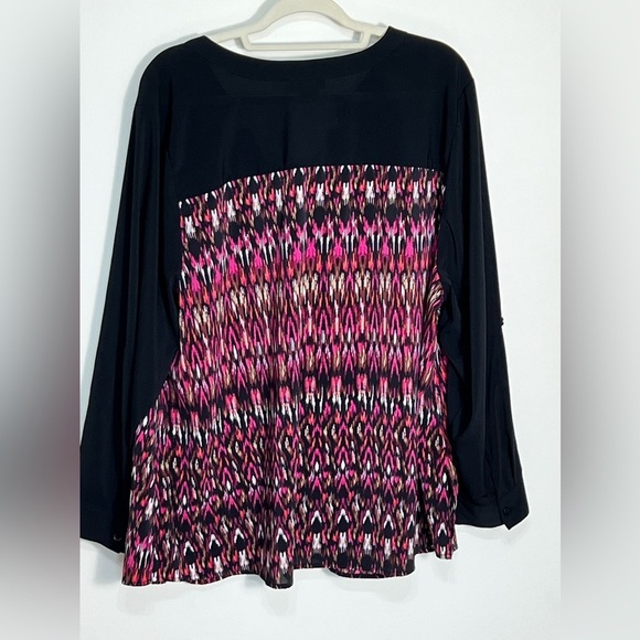 Catherines Blouse Women’s 2X Black Pink Geometric Lightweight Button Up - Picture 5 of 9